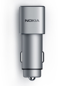Оригинално зарядно за кола с технология за бързо зареждане 2 x USB NOKIA DC-801 сребристо